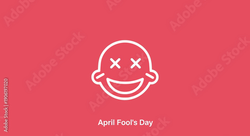 Playful April Fool's Day illustration with smiling face and crossed eyes
