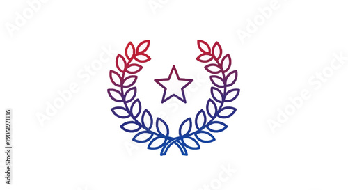 Vibrant gradient laurel wreath with star icon symbolizing achievement and victory success honor