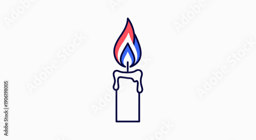 Vibrant red white and blue flame minimalist candle illustration symbolizing national spirit