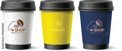 Realistic coffee cups. set