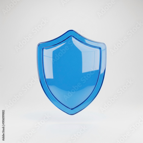 Free Download Glossy blue glass shield icon 3D security concept - GFXLoad