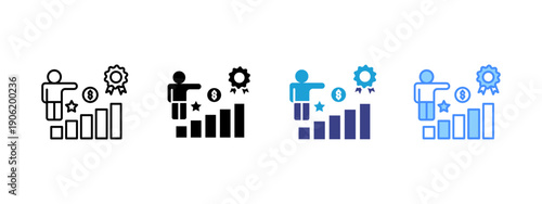 Employee Benefits icon set multiple style collection