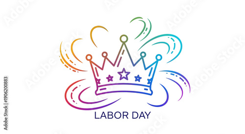 Vibrant Labor Day crown symbol representing hard work and dedication in a festive artistic design