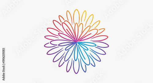 Vibrant rainbow spectrum flower illustration radiating colorful energy and artistic charm