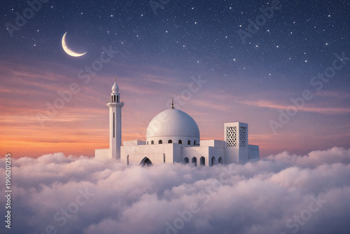 mosque at night on the cloud