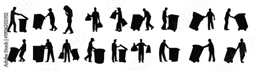  collection of illustrations of silhouettes of garbage men