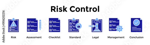 Risk Control Icon Set. Containing Risk, Assessment, Checklist, Standard, Legal, Management, Conclusion
