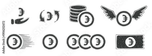 Euro icons. Money icons. Financial icons. Hand drawn icons. Vector illustration