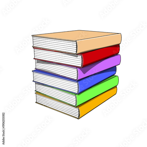 Hardcover Book with Bookmark on White Background. Vector Illustration.