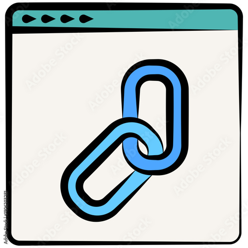 Backlink Outline Color Hand Drawn Icon. Mini Illustration For Modern Concept, Ui, Ux Web And App Development. Related To Seo And Online Marketing.