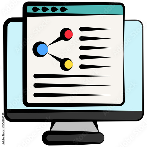 Backlink Outline Color Hand Drawn Icon. Mini Illustration For Modern Concept, Ui, Ux Web And App Development. Related To Seo And Online Marketing.