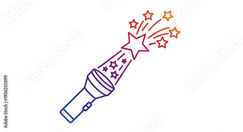 Magical Flashlight Illuminating Success and Wonder with a Sparkling Gradient Beam
