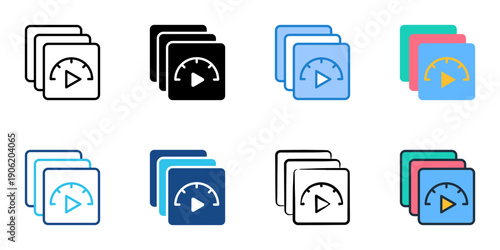 Frame rate icons set multiple style collection. Editable stroke 
