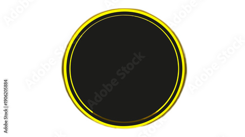 고급스러운 황금색 테두리가 있는 검은색 원형 버튼 디자인으로 투명한 배경에 사용하기 적합하며 다양한 그래픽 프로젝트와 웹 디자인 요소로 활용할 수 있는 세련된 엠블럼 이미지입니다.