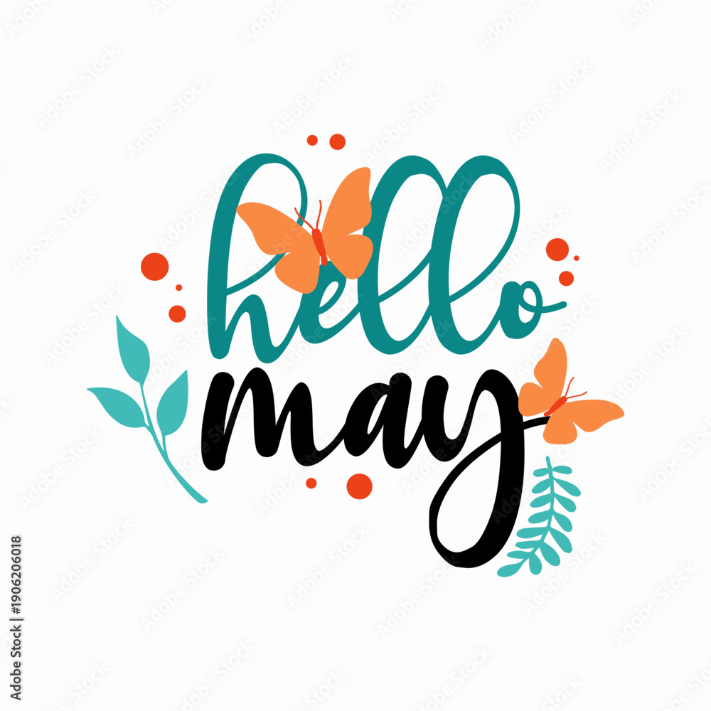 Fototapeta premium hello may vector illustration. it is suitable for card, banner, or poster