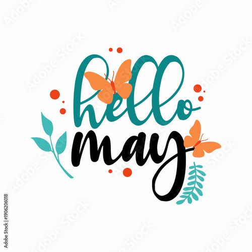 hello may vector illustration. it is suitable for card, banner, or poster