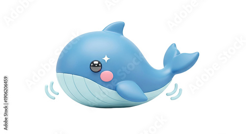 Cute 3D Cartoon Whale Illustration