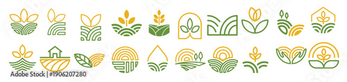 agriculture logo icon element set 