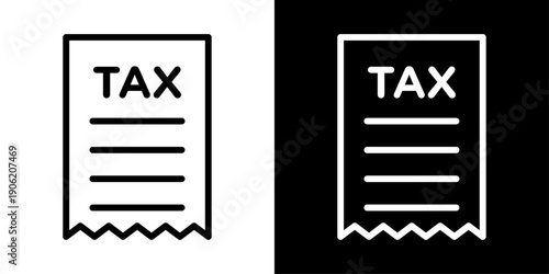Tax icon representing tax document, financial record, government fee, accounting paperwork, and business finance interface.