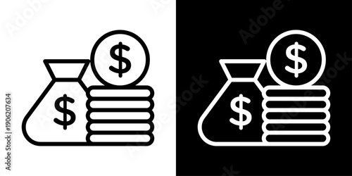 Budget icon representing financial planning, expense management, savings control, money tracking, and budgeting apps.