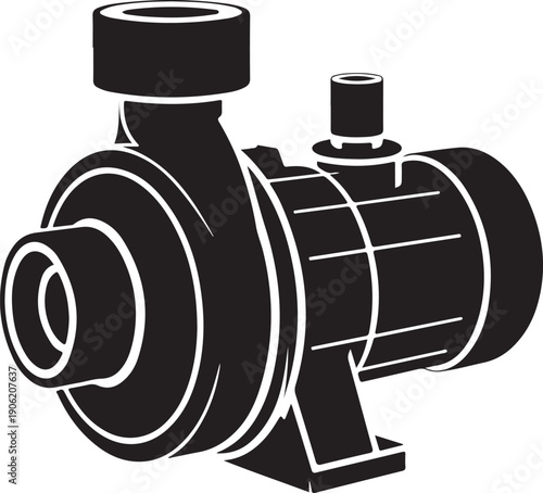 Industrial centrifugal pump motor solid vector icon