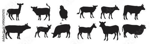 farm animal silhouettes set 
