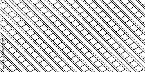 Seamless diagonal geometric stripe pattern with rectangular grid lines. Modern abstract repeating background ideal for wallpaper, textile, packaging, and surface design. Clean minimal monochrome 