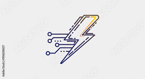 Electrifying Digital Lightning Bolt Icon Representing Fast Energy and Advanced Technology