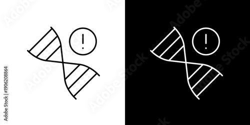Single icon of genetic mutation symbol with exclamation mark, indicating a potential health risk or anomaly in the DNA sequence