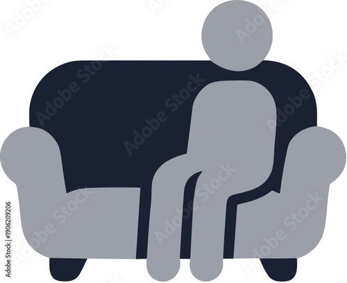 Minimalist Flat Design Person Sitting on Couch Relaxation Illustration