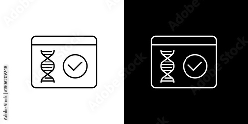 Single icon of genetic research complete, DNA verification results confirmed. Successful scientific analysis and medical record keeping concept for health and biotechnology applications