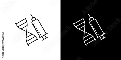 DNA helix and syringe icons illustrating genetic research and medical treatment