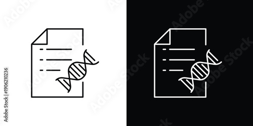Digital document with DNA helix icon, symbolizing genetic data analysis, medical records, scientific research, and biological information