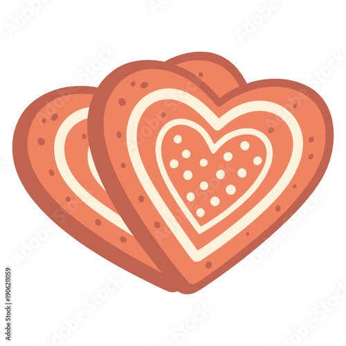 sweet heart cookies snack food flat color vector illustration template design