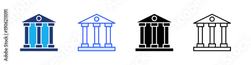 Bank Multiple Style Icon Set Vector 