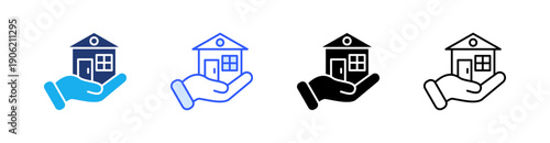 Mortgage Multiple Style Icon Set Vector 