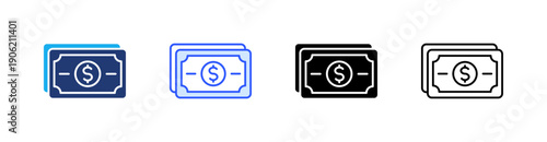 Money Multiple Style Icon Set Vector 