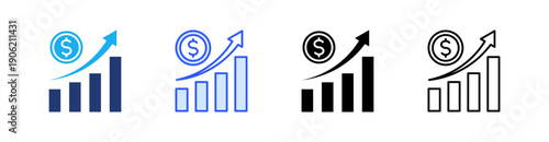 Capital Gains Multiple Style Icon Set Vector 