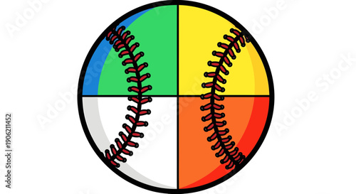 Action-Packed Baseball Game, Players Competing, Sports Field, Illustration, Outdoor Environment, Side View, Team Spirit