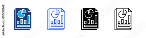 Data Multiple Style Icon Set Vector 