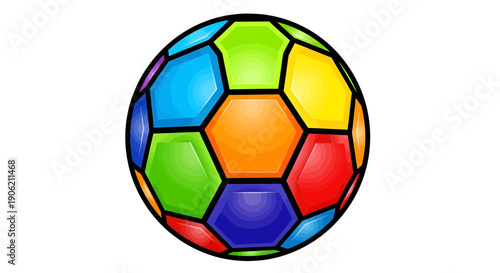 Exciting Soccer Match, Colorful Soccer Ball, Sports Field, Illustration, Vibrant Environment, Close-up View, Playful Concept