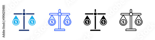 Equity Multiple Style Icon Set Vector 