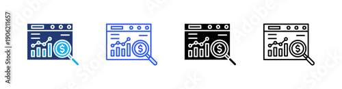 Data Analytics Multiple Style Icon Set Vector 