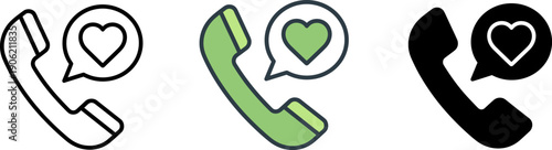 Customer support and heart care icon set for service help desk