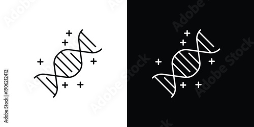 Single icon of DNA Helix Symbol with Sparkles, Medical, Science, and Genetics Icon