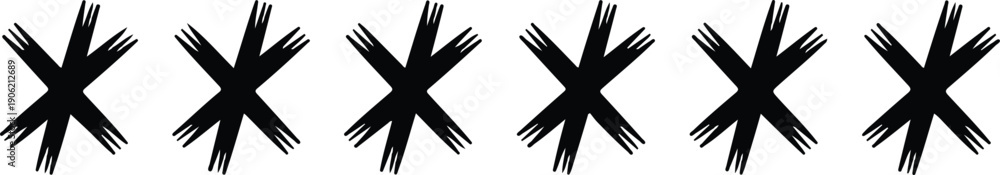 Obraz premium A simple black and white image showing six tally marks arranged in a horizontal line against a white background.