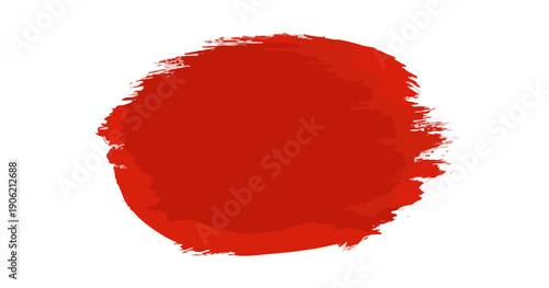 白い背景に力強い筆致で描かれた赤い円形のブラシストローク素材。和風のデザインや日本の日の丸を連想させる透明感のある水彩風のテクスチャで、広告やウェブデザインの背景、ロゴのベースとして多目的に活用できる抽象的なイラスト。