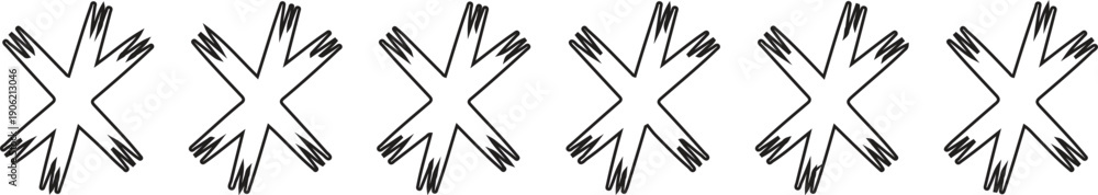 Obraz premium A simple black and white image showing six tally marks arranged in a horizontal line against a white background.