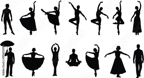 Collection of Female Tennis Players in Dynamic Action Poses Silhouettes, Vector Set of Women Running with Rackets, Sports, and Competitive Game Illustration