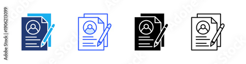 Edit Profile Multiple Style Icon Set Vector 